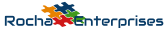 Rocha Enterprises Logo, colored puzzle pieces with the text Rocha Enterprises.